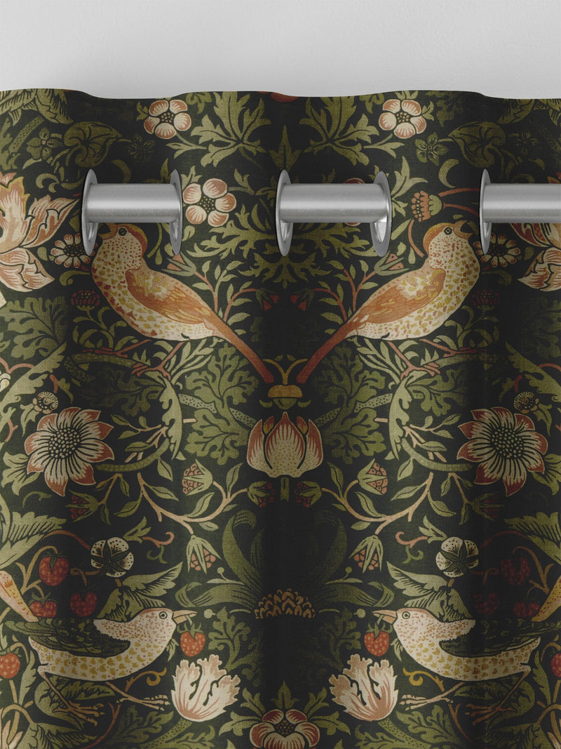 William Morris Green Strawberry Thief made to measure curtains, UK version