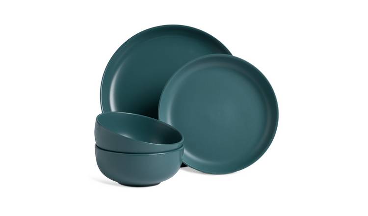 Habitat Matte Glaze 12 Piece Stoneware Dinner Set - Teal GOODS Argos