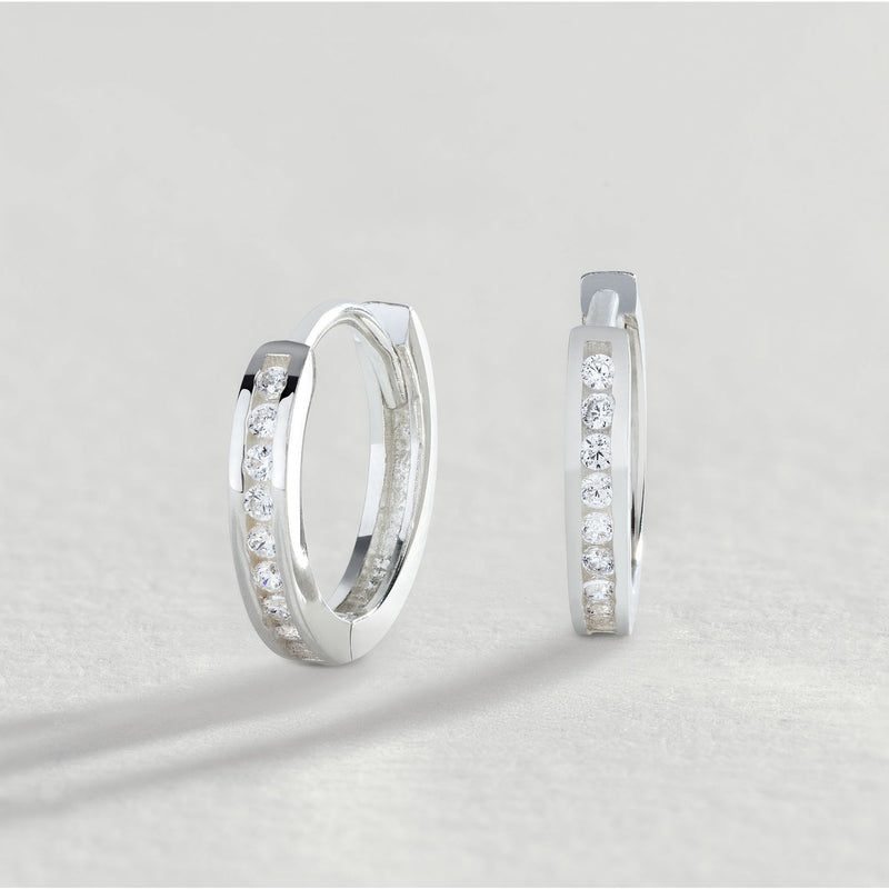 Revere cubic zirconia huggie hoop earrings 11.5mm, UK version