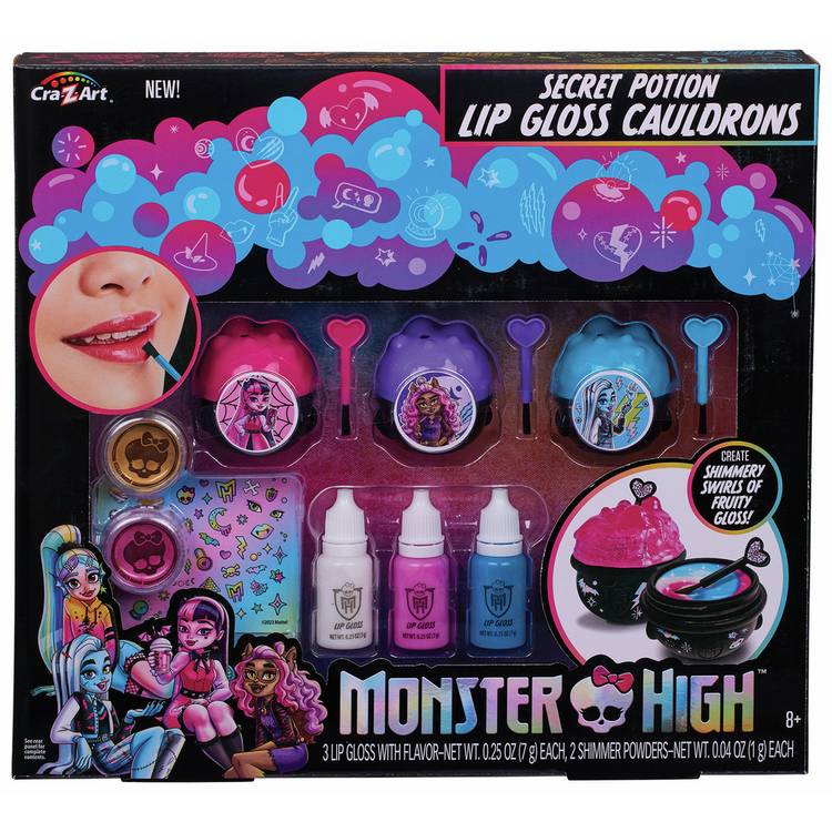 Monster High Secret Potion Lip Gloss Cauldrons kit, imported from the UK