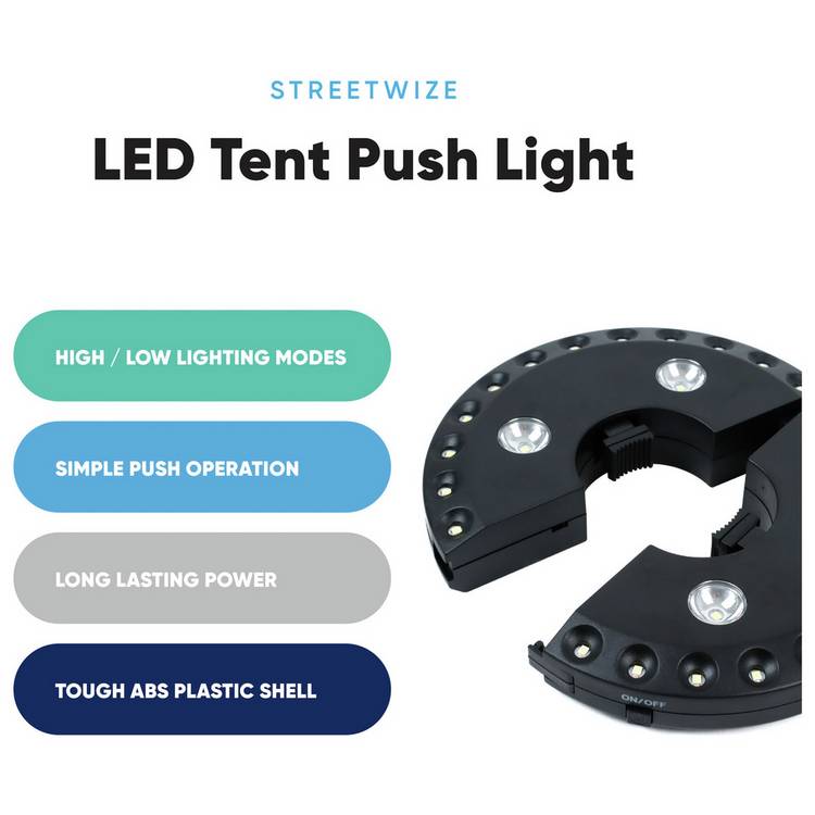 Streetwize tent push light 28 LED, imported from the UK