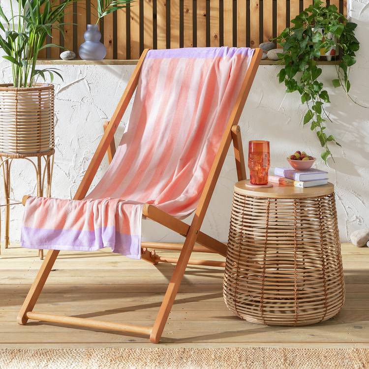 Argos Home peach stripe beach towel 140x70cm, imported from the UK