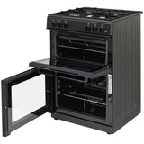 Bush 60cm twin cavity gas cooker in black - British product