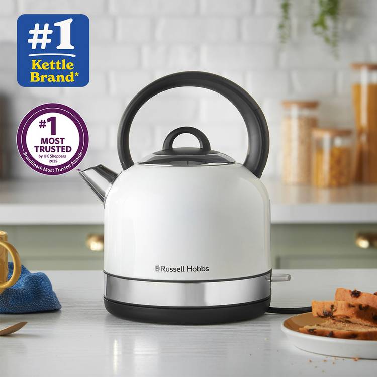 Russell Hobbs Worcester Dome Kettle White 1.5L - British product