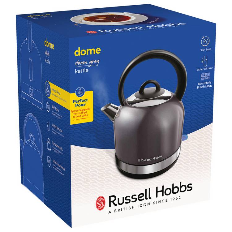 Russell Hobbs Worcester Dome Kettle grey 1.5L, imported from the UK