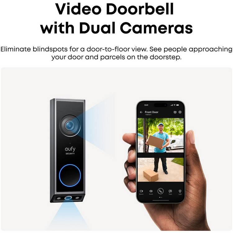 eufy E340 dual camera smart video doorbell with chime, imported from the UK
