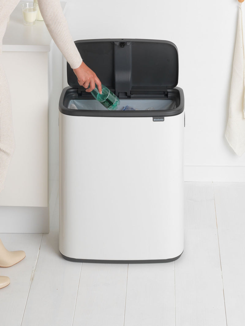 Brabantia White Bo Touch 60L bin - British product