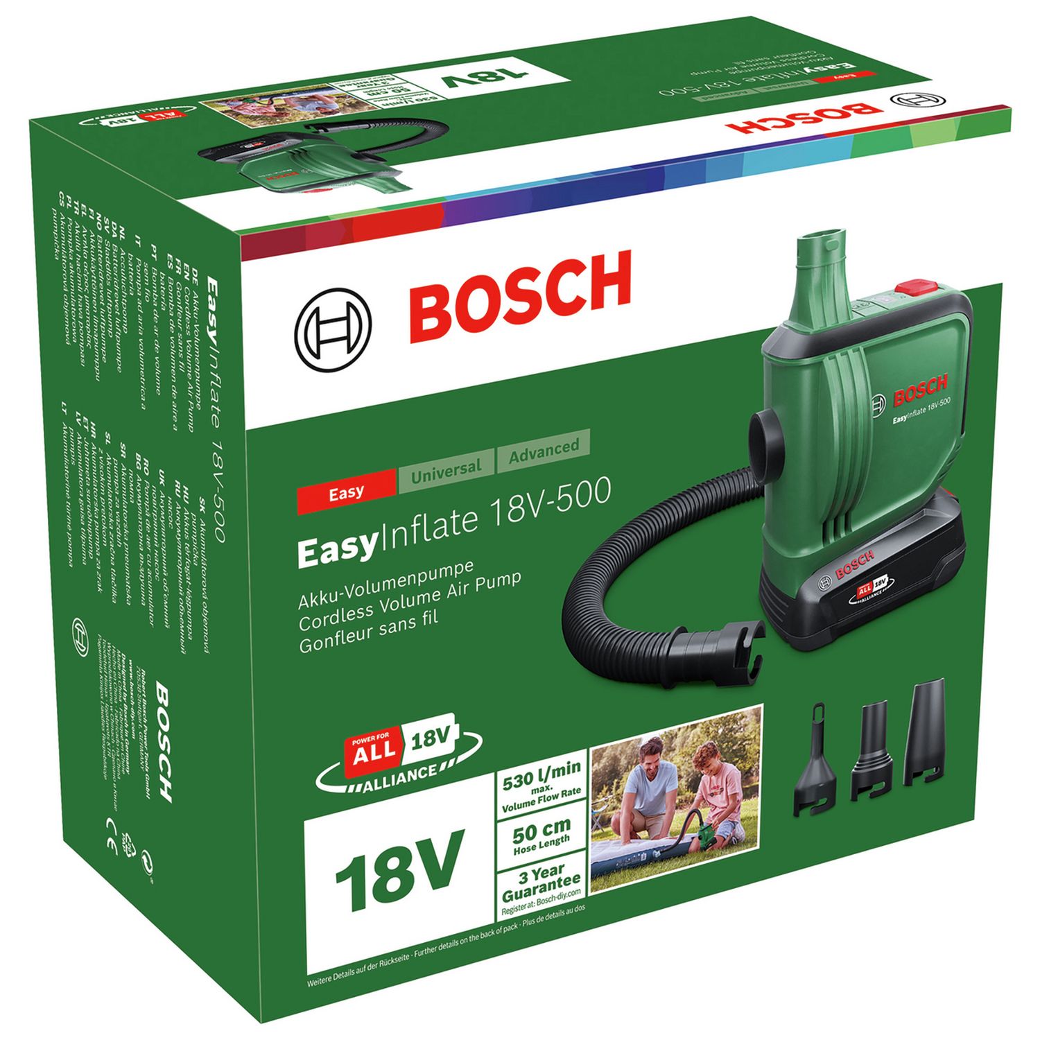 Bosch EasyInflate 18V-500 cordless air pump, imported from the UK
