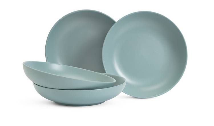 Habitat Matte Glaze 4 Piece Stoneware Pasta Bowl - Duck Egg GOODS Argos