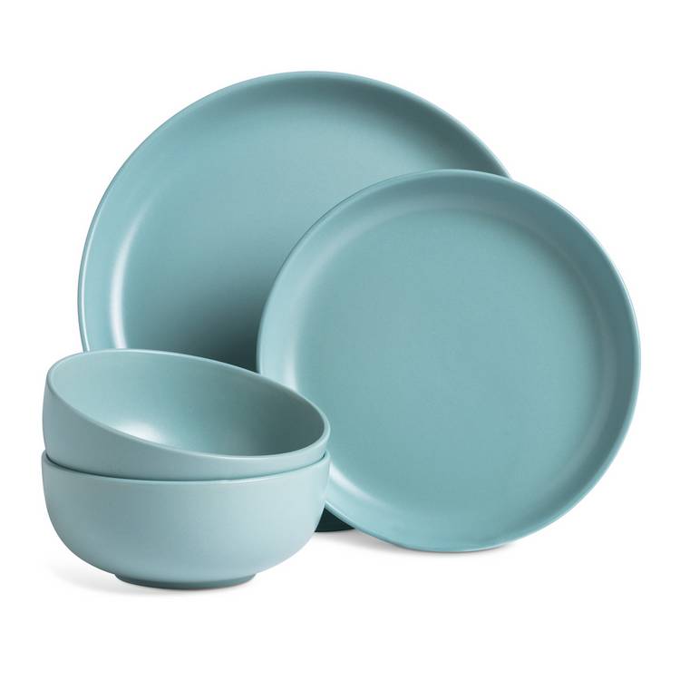Habitat stoneware dinner set duck egg blue 12 piece, UK version