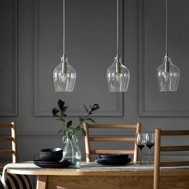 Argos Home Abas bubble glass bar light satin nickel (British brand)