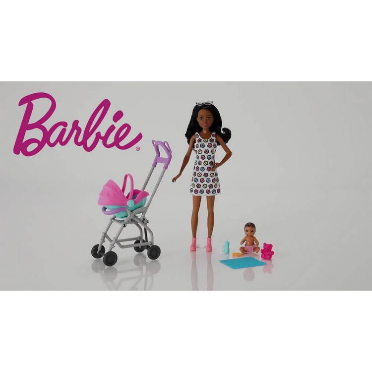 Barbie Skipper babysitter pushchair playset with doll, UK version