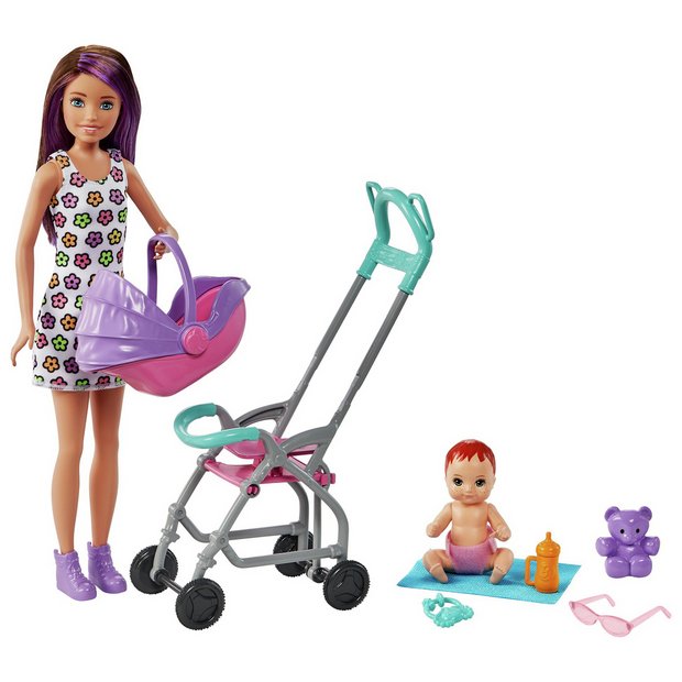 Barbie Skipper babysitter pushchair playset with doll, UK version