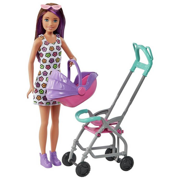 Barbie Skipper babysitter pushchair playset with doll, UK version
