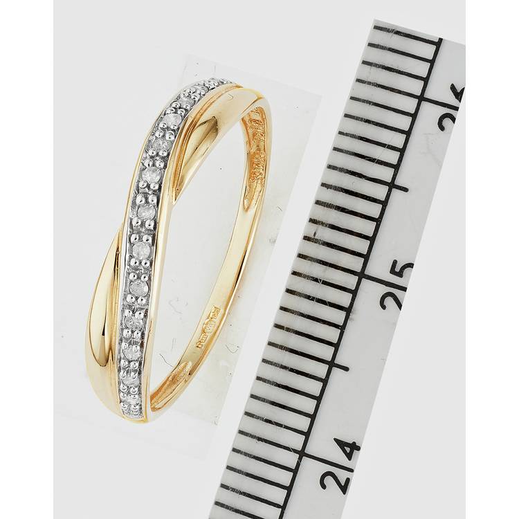 Revere 9ct gold diamond crossover eternity ring (British brand)