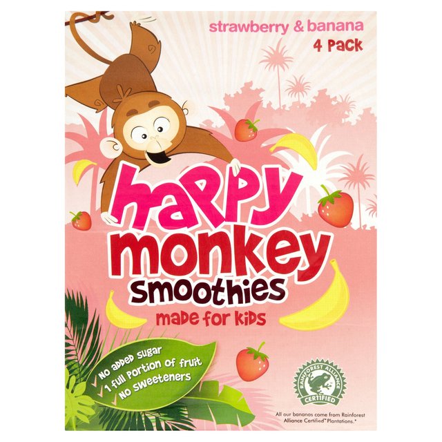 Happy Monkey Strawberry & Banana Kids Smoothie   4 x 180ml