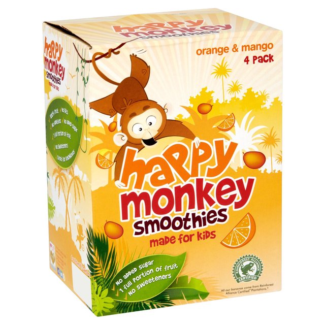 Happy Monkey Orange & Mango Kids Smoothie   4 x 180ml