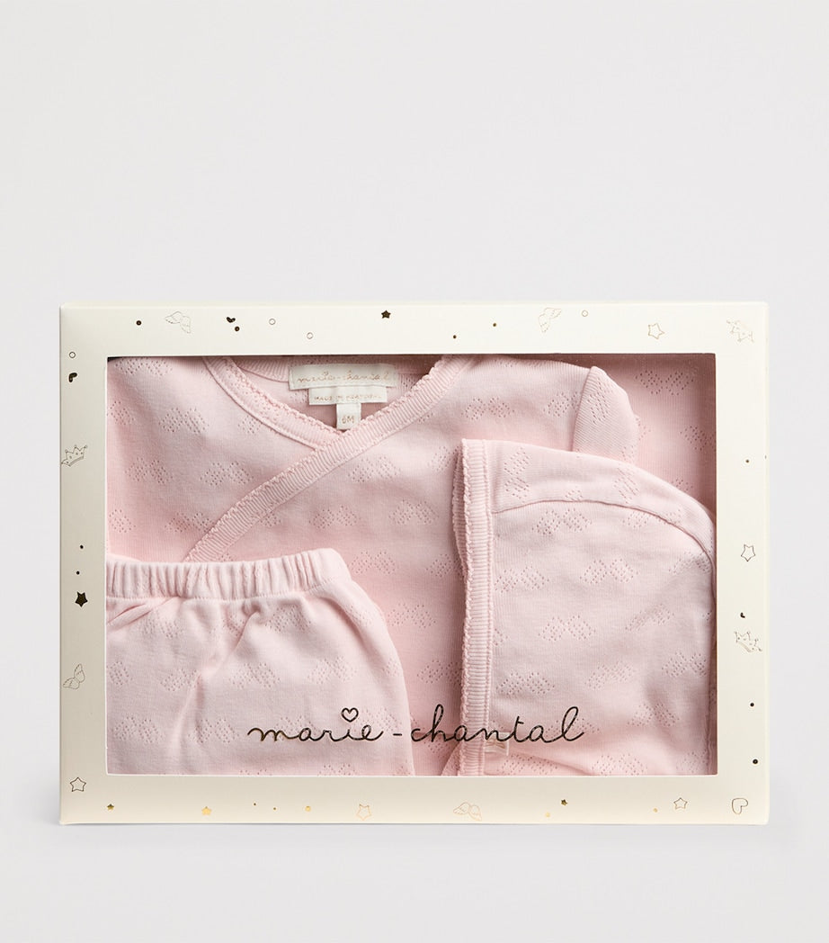 Marie-Chantal baby gift set angel wing pointelle 0-6 months - British product