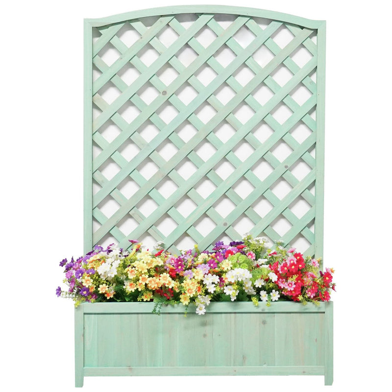Large wooden lattice planter in green - British product