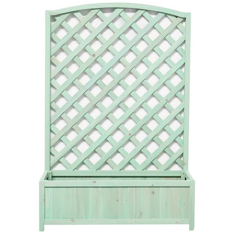 Large wooden lattice planter in green - British product