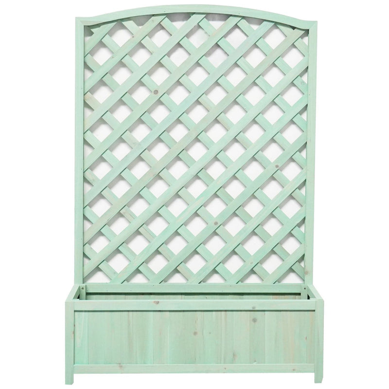 Large wooden lattice planter in green - British product