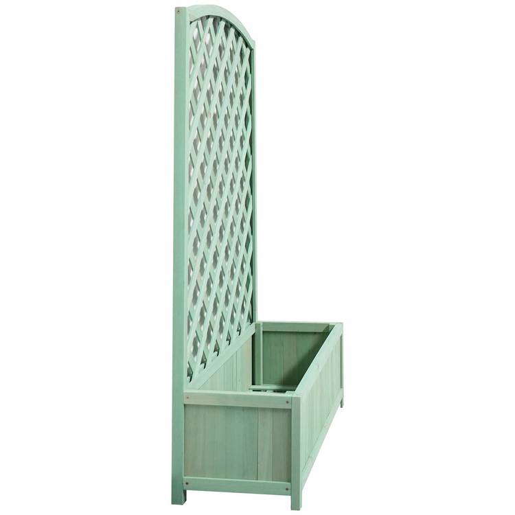 Large wooden lattice planter in green - British product