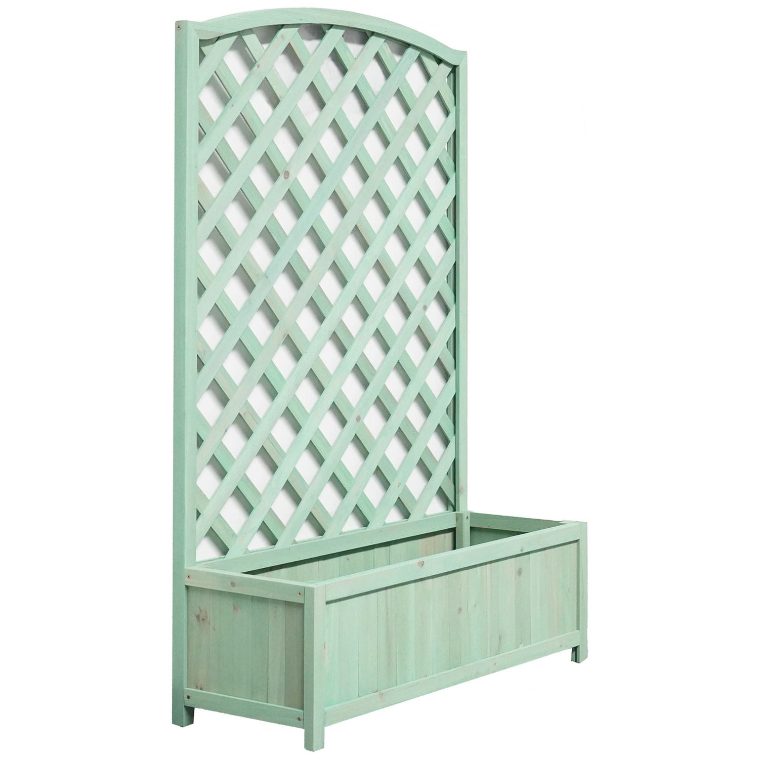 Large wooden lattice planter in green - British product
