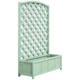 Large wooden lattice planter in green - British product