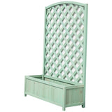 Large wooden lattice planter in green - British product