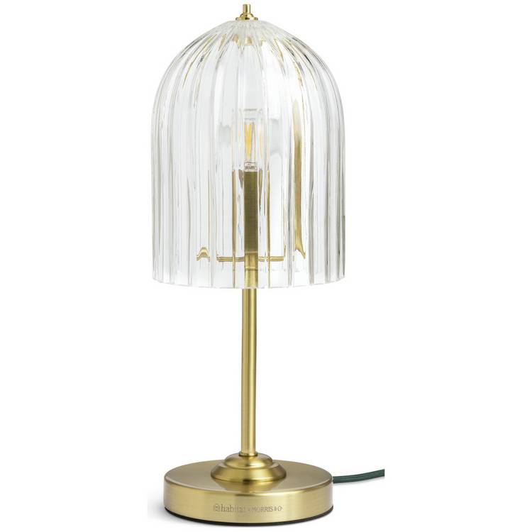 Habitat x Morris & Co glass cloche table lamp with brass base (British brand)