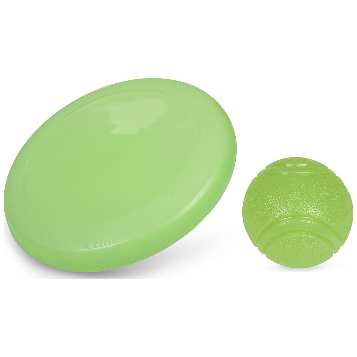 Petface glow in the dark frisbee and ball dog toy bundle, UK version