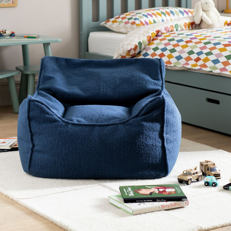 Kaikoo Kids Single Chair Boucle Bean Bag Off White Bean Bag Chair