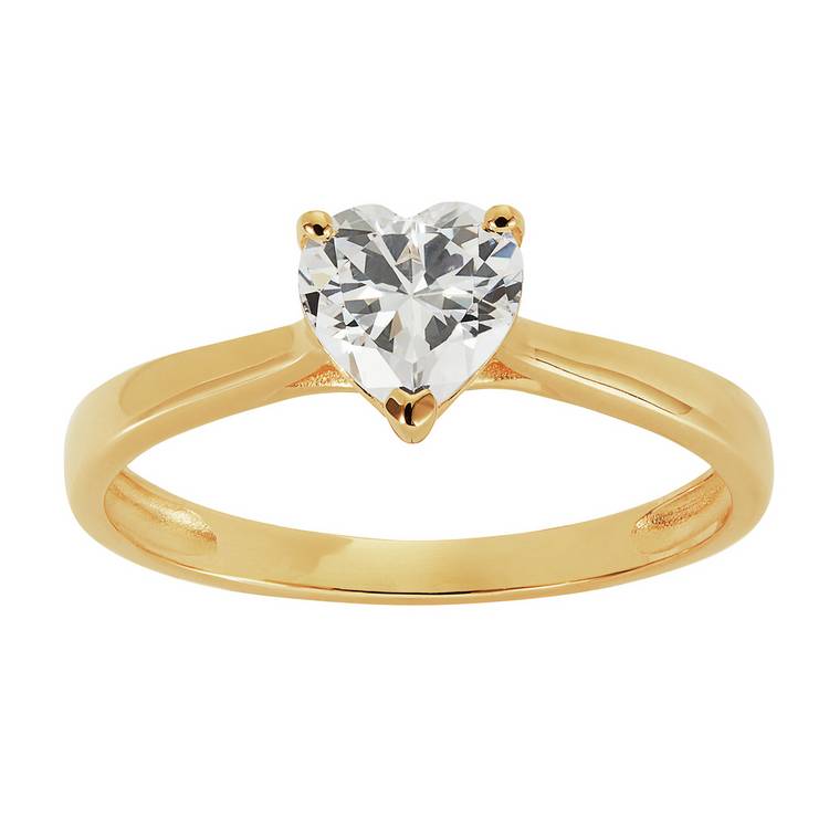 Revere 9ct gold heart cubic zirconia engagement ring, UK version
