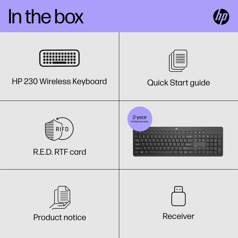 HP black wireless keyboard 230, UK version