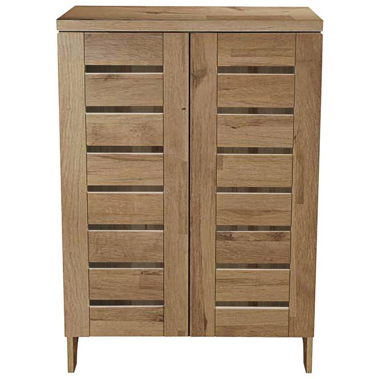 Argos Home slatted shoe storage cabinet oak finish (British brand)