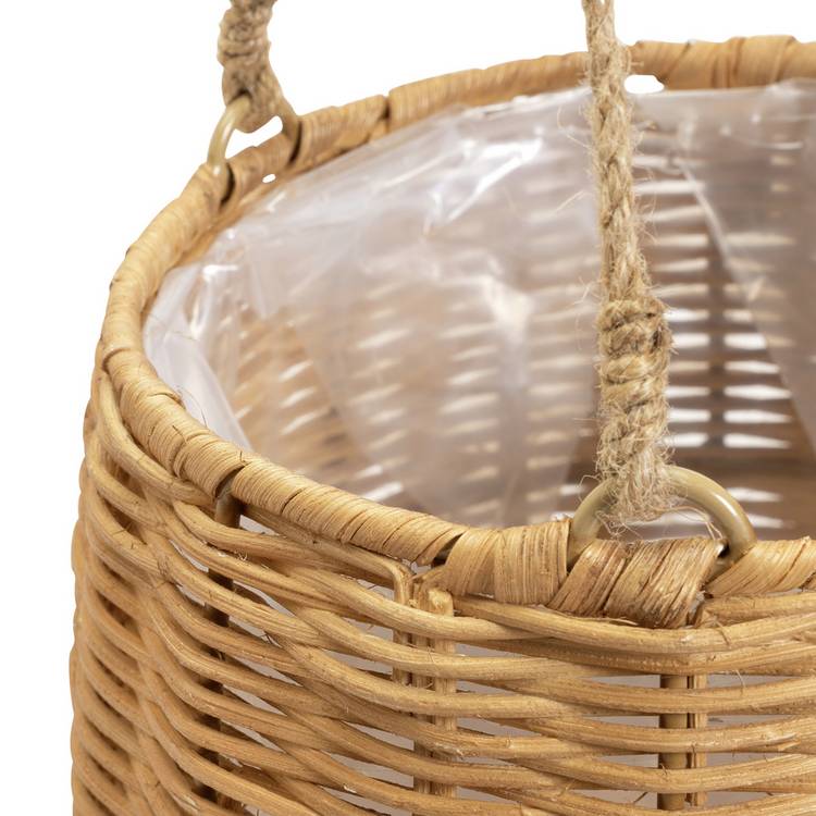 Habitat rattan hanging basket natural finish compact size - British product