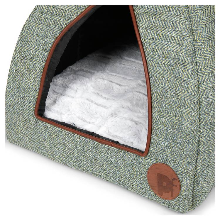Petface sage herringbone cat bed medium, imported from the UK