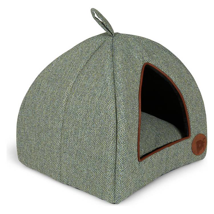 Petface sage herringbone cat bed medium, imported from the UK
