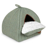 Petface sage herringbone cat bed medium, imported from the UK