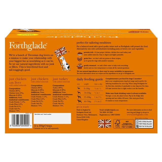 Forthglade Just 90% Poultry Variety (Turkey Chicken Liver) Wet dog food   12 x 395g GOODS M&S   