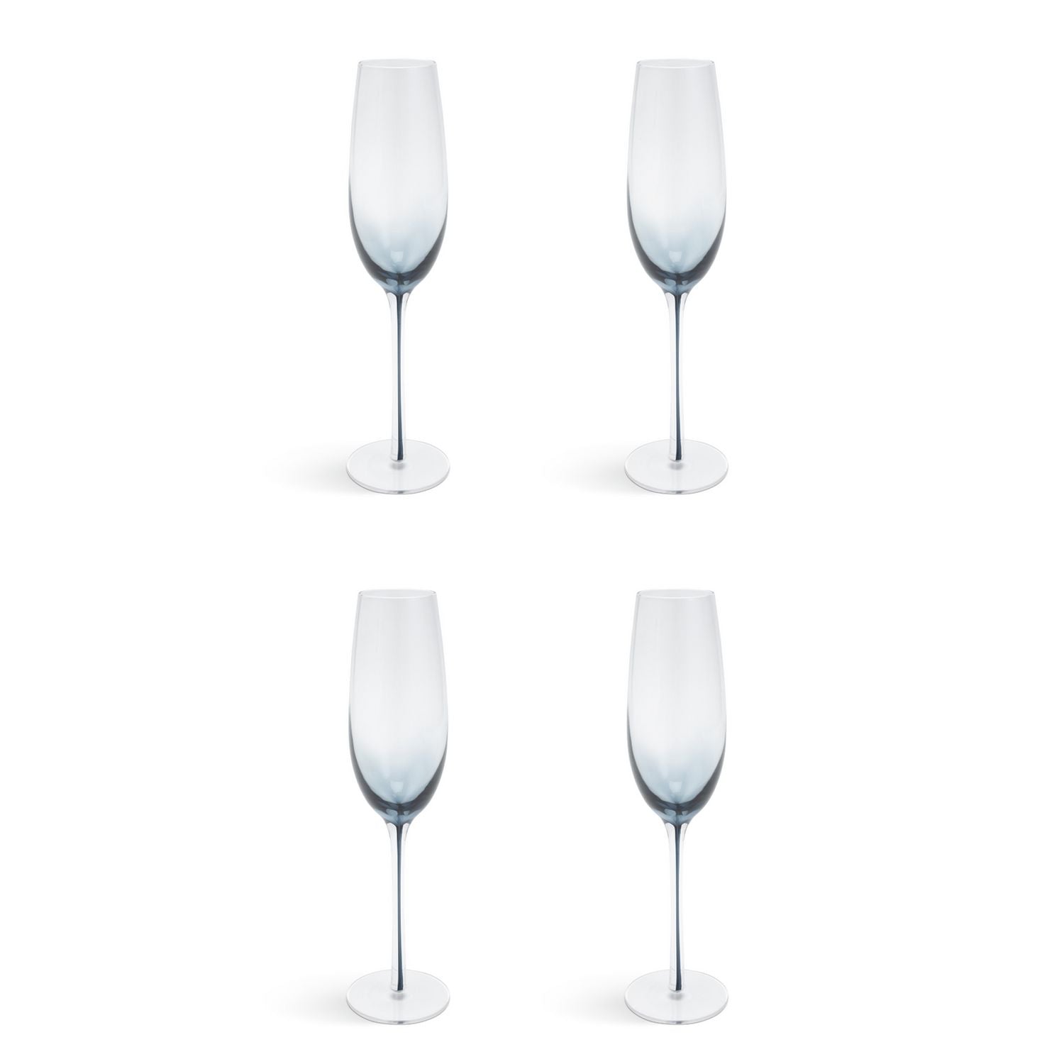 Habitat blue gradient champagne flutes set of 4, imported from the UK