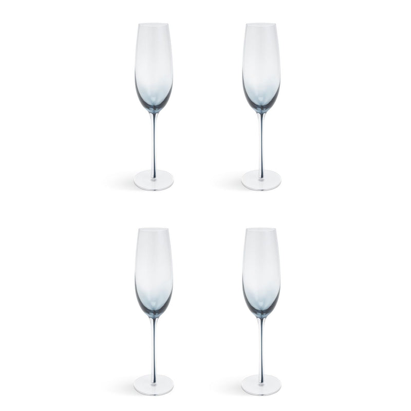 Habitat blue gradient champagne flutes set of 4, imported from the UK