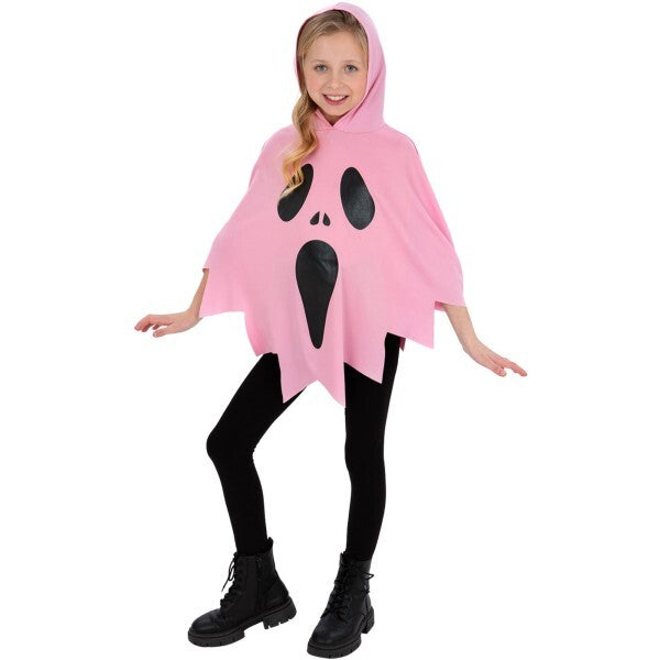 Smiffys pink ghost poncho kids unisex, UK version