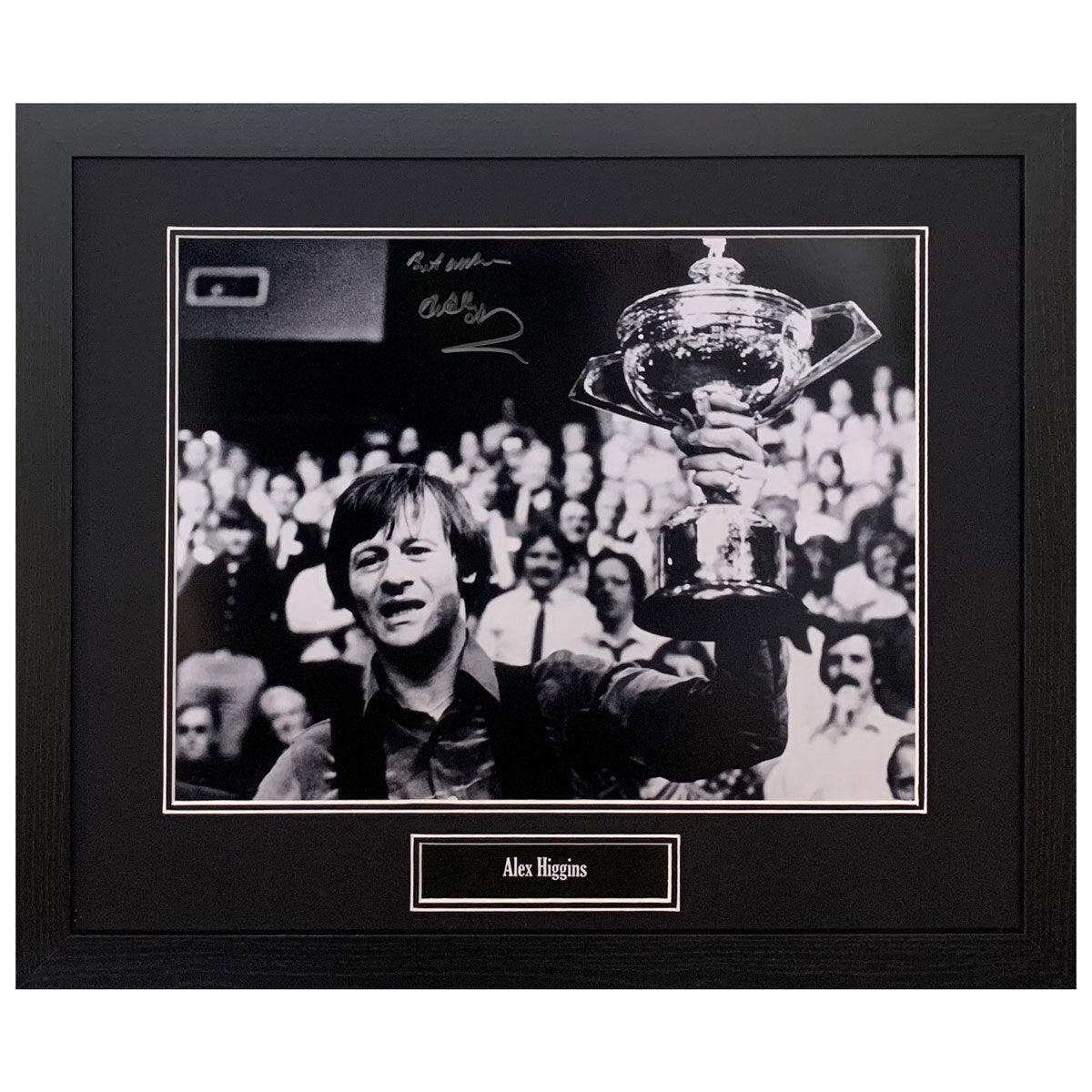 Allstarsignings Alex Higgins signed framed photograph 40.6x51cm (British brand)