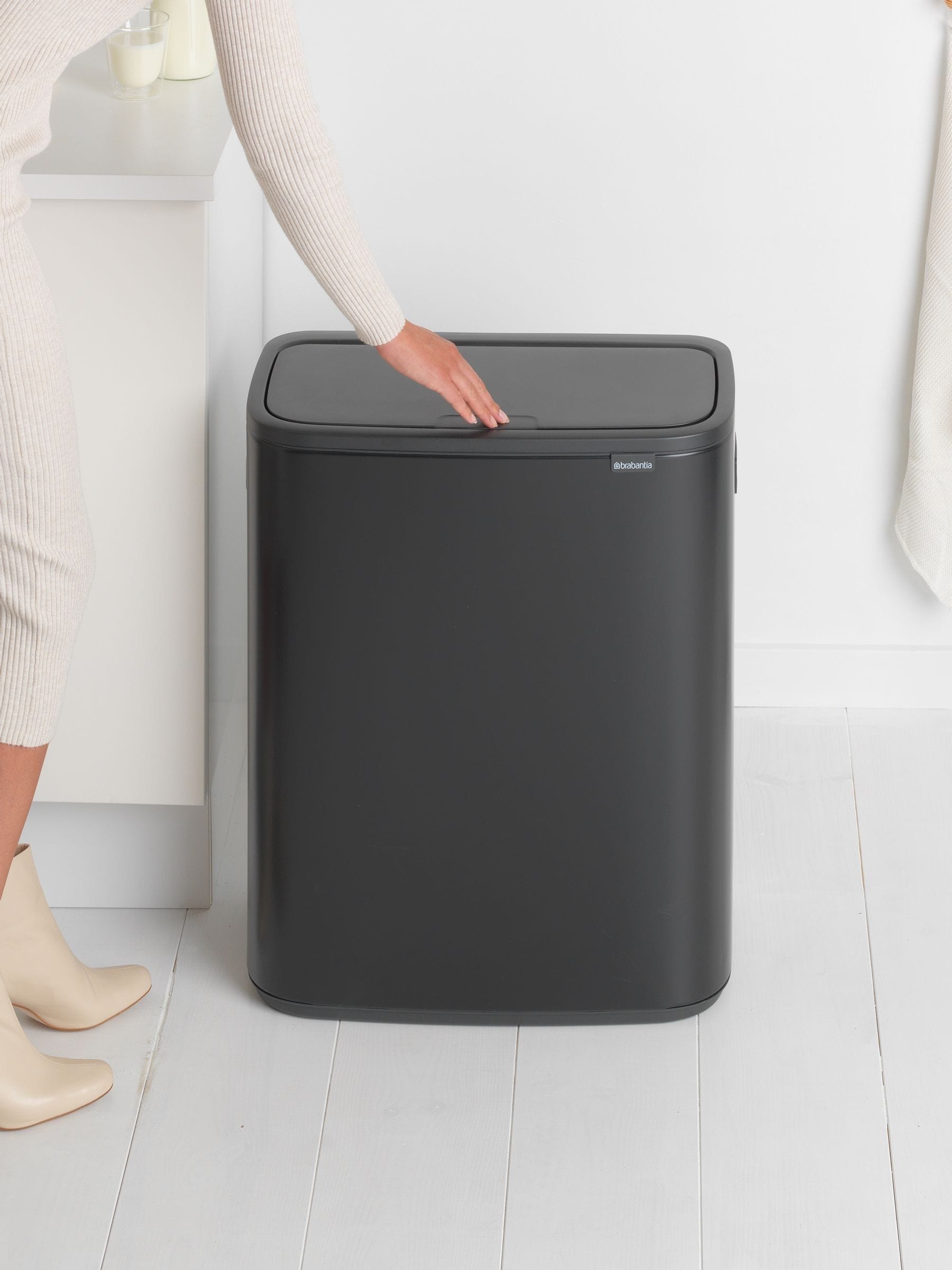 Brabantia Matt Black Bo Touch 60L bin - British product