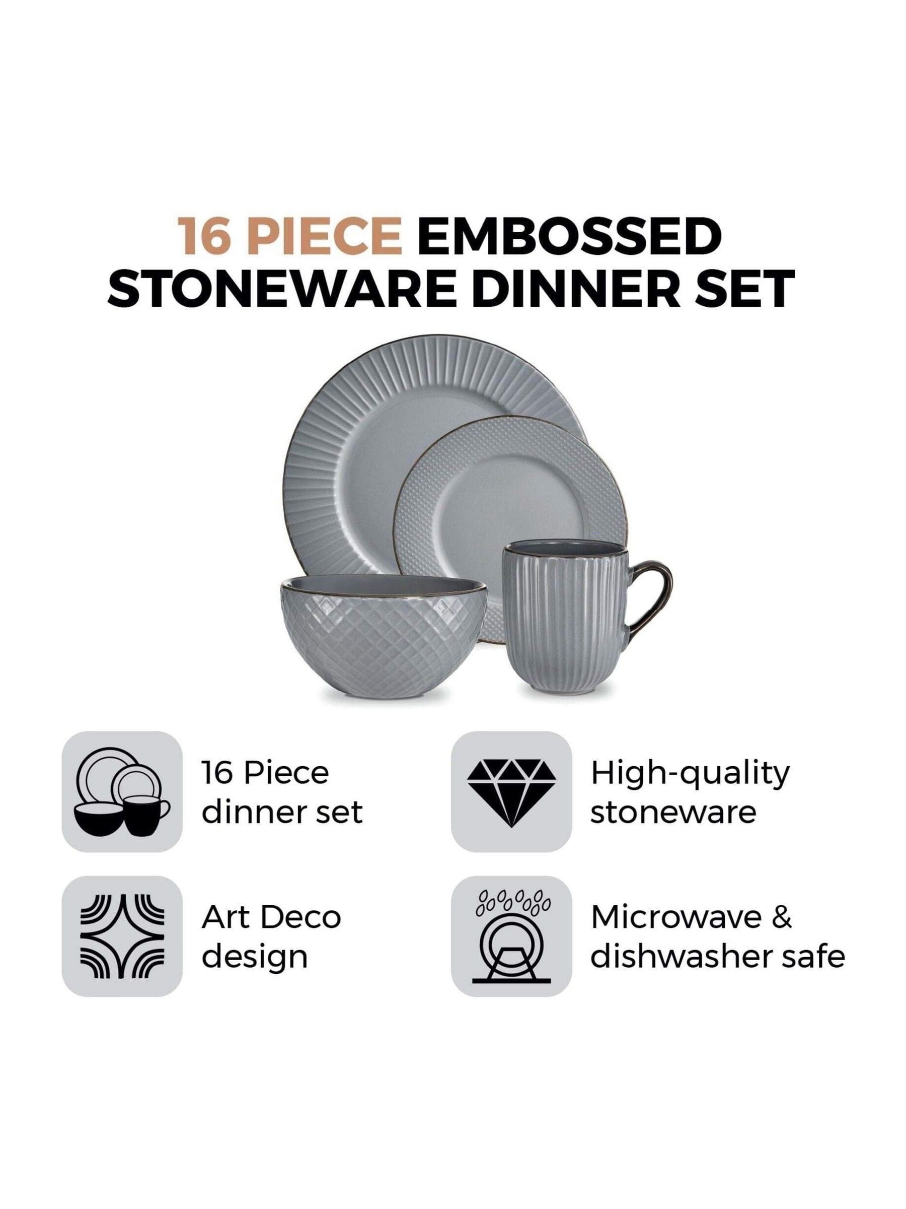 Tower grey 16-piece dinnerware set (British brand)