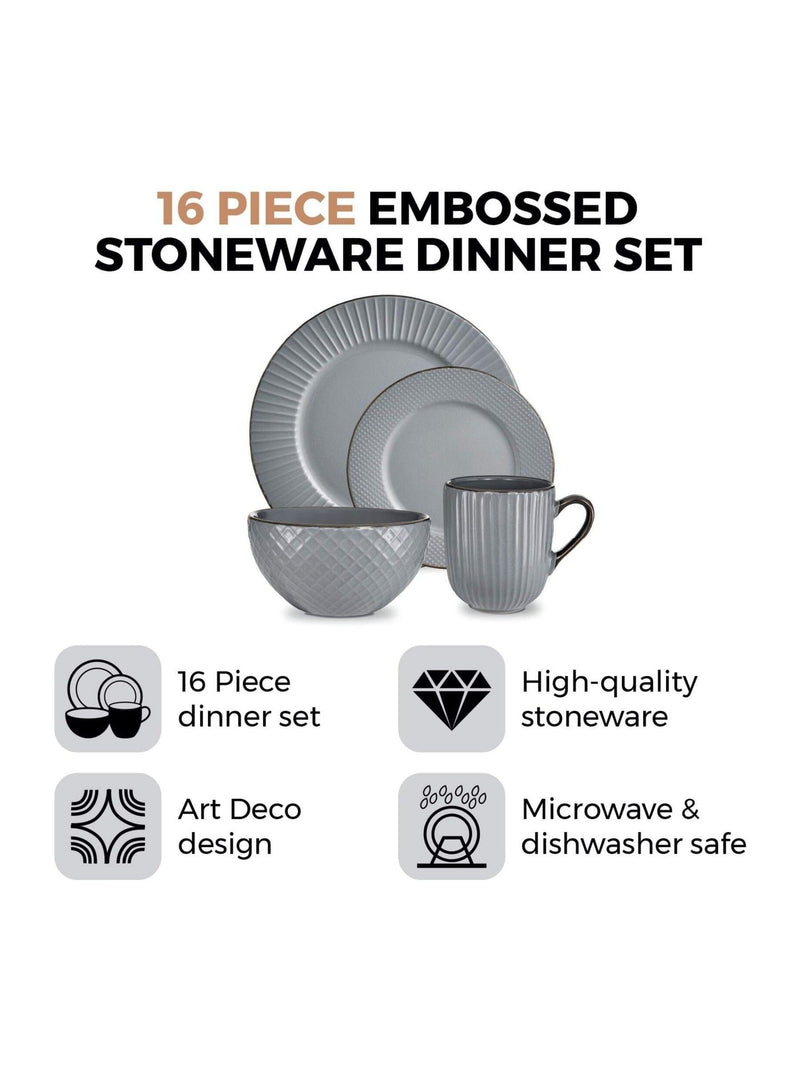 Tower grey 16-piece dinnerware set (British brand)