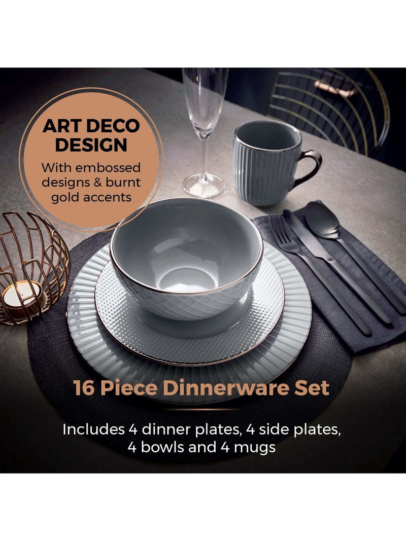 Tower grey 16-piece dinnerware set (British brand)