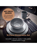 Tower grey 16-piece dinnerware set (British brand)