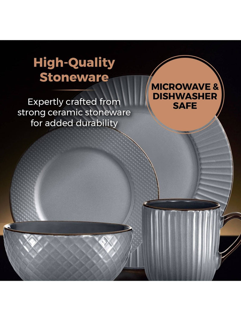 Tower grey 16-piece dinnerware set (British brand)